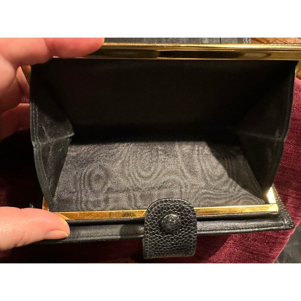 Authentic CHANEL Classic Black Caviar Leather Big CC Bi Fold Snap Long Wallet - Picture 10 of 11